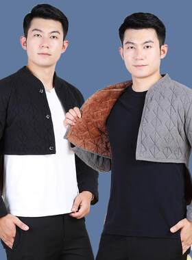 新品男士护肩睡觉专用爸爸加绒加厚护肩防寒驼绒棉长袖小背心中老