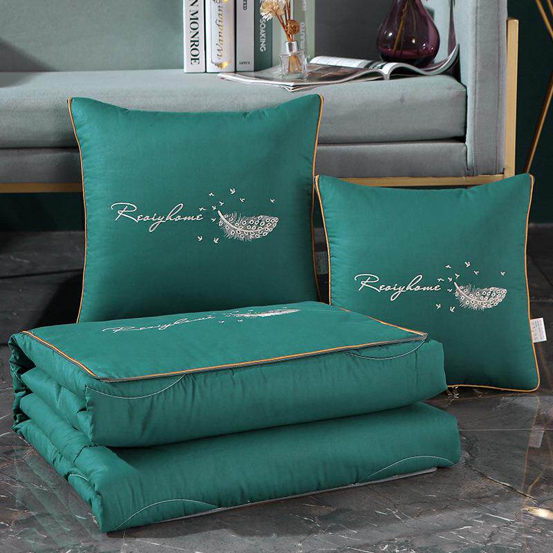 汽车载全棉抱枕被子两用高档纯棉枕头车内用四季通用可折叠二合一