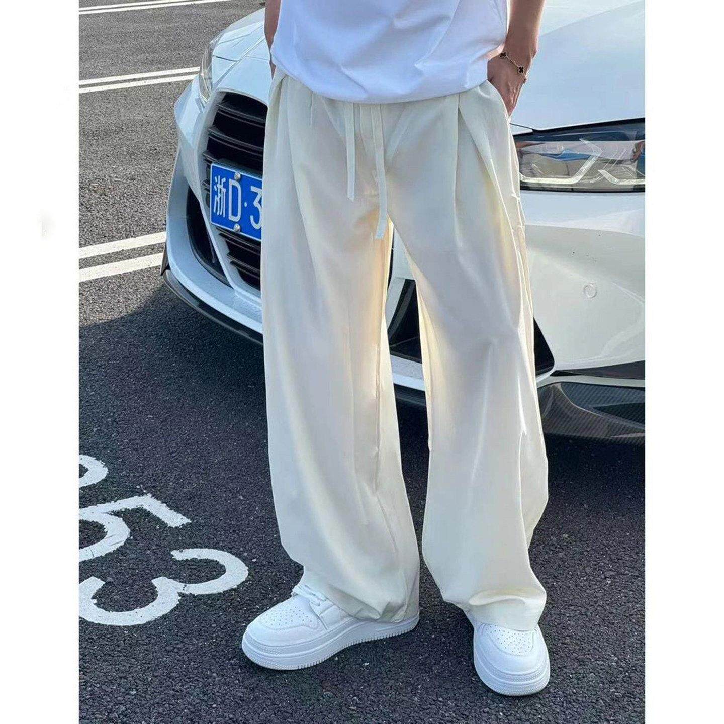 it Afternnaths潮牌冰丝速干休闲裤男夏季薄款宽松直筒垂感阔腿裤