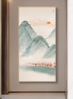 新中式玄关禅意山水装饰画进门入户客厅走廊餐厅茶室挂画禅意家居