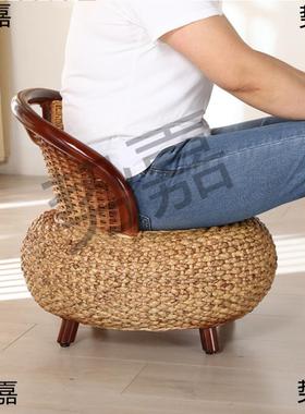 单人背椅编织三件懒人子藤椅现FMW代简约藤编小椅Q套&靠家用阳台