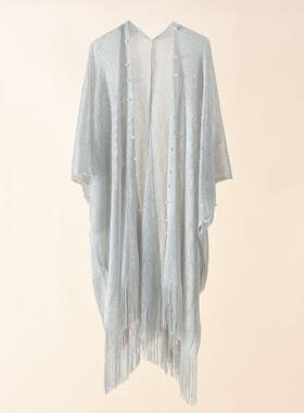 Sunscreen pearl tassel cardigan shawl