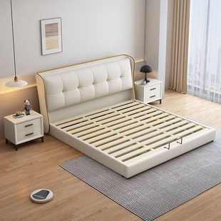 现代简约意式 家用主卧室轻奢1.8米双人床1.5米奶油风经济型单人床