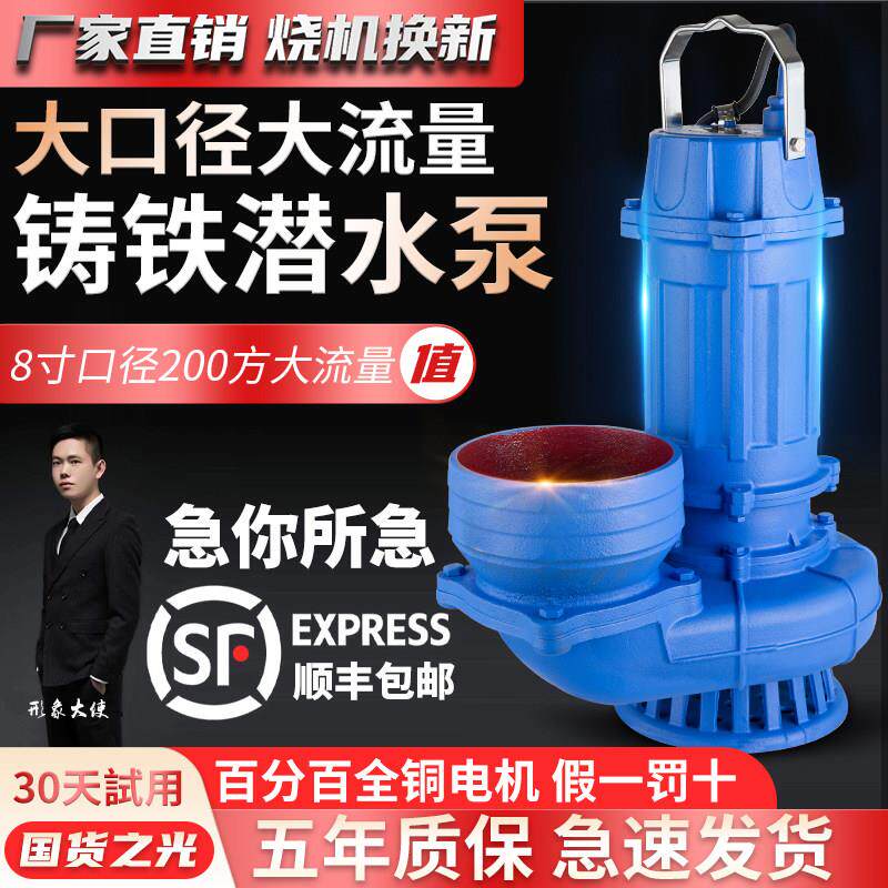 铁壳8寸6寸抽水泵大流量家用潜水泵220v5寸农用灌溉排污泥浆380v4
