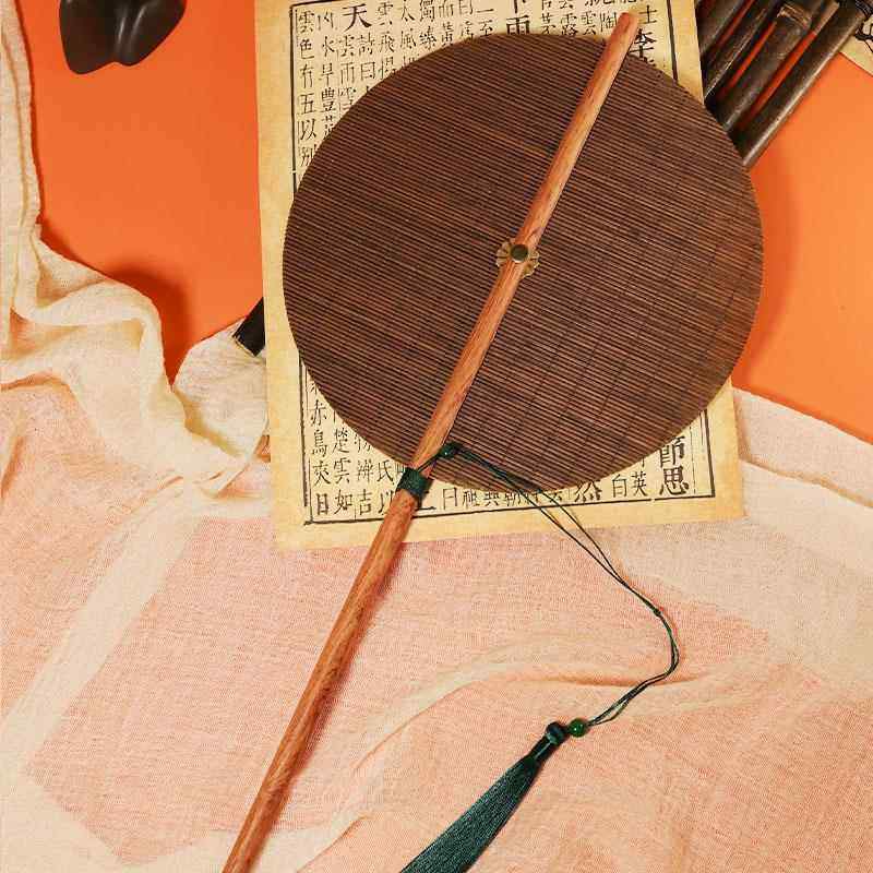 红木长柄古风腰扇可卷旋转团扇折叠团扇古风团扇竹扇麈尾扇竹篦扇,居家日用,扇子,淘宝优惠券,粉丝福利购,淘宝优惠卷
