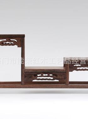 实木小花架博古架红木花几置物架中式鸡翅瓷瓶架中低两高底座