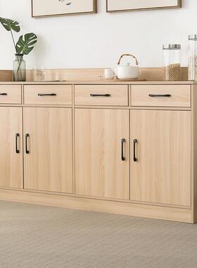 领森原木色餐柜商用备餐柜办公室茶水柜客厅一体靠墙柜子收纳柜