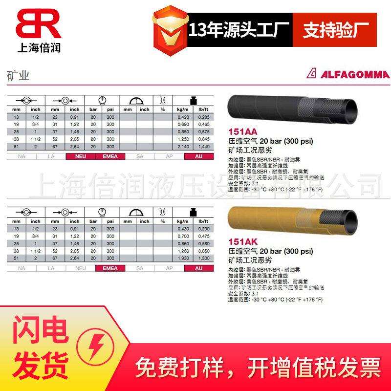 供应国产阿法格玛ALFAGOMMA151AA151AK工业管压缩空气管水管