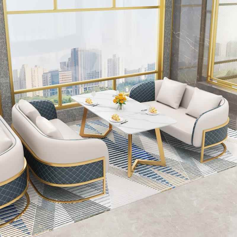 北欧酒店大堂美容院休闲休息区会客谈单接待餐厅卡座沙发桌椅组合