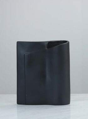 现代简约电镀卷形花器欧式轻奢摆件样板客厅书房米兰时尚软装饰品