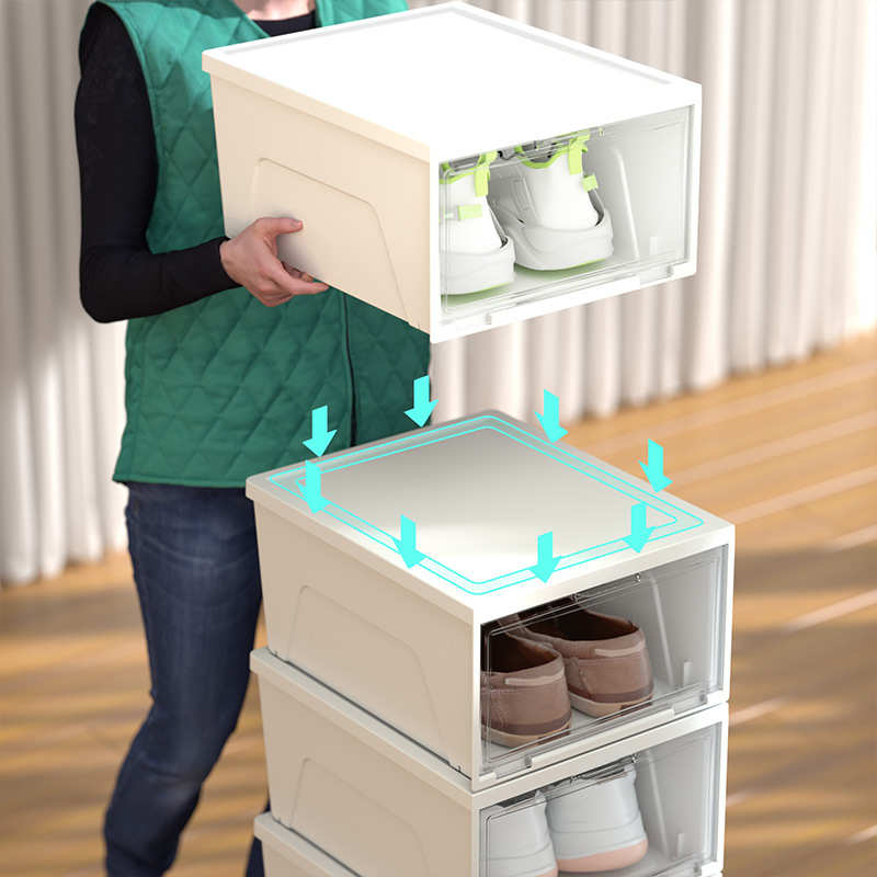 清野之木翻盖式鞋柜收纳盒鞋架省空间透明款式大小号鞋架塑料鞋盒