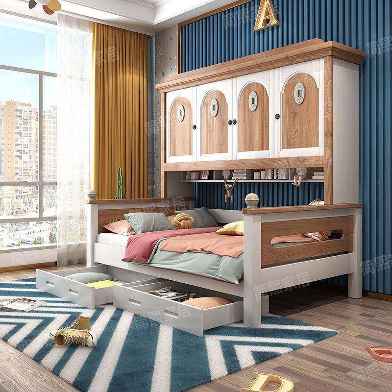 全实木儿童衣柜体床一小户型家用卧室床储物GdEyMmeY男孩小女孩房