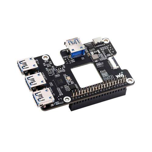 树莓派5转接板PCIe转USB HUB 3.2 Gen1扩展板 1拖4高速USB接口