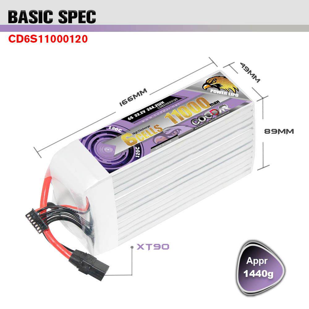 CODDAR鹰氪 11000MAH 6S 22.2V 120C高倍率航模9寸10寸穿越机电池