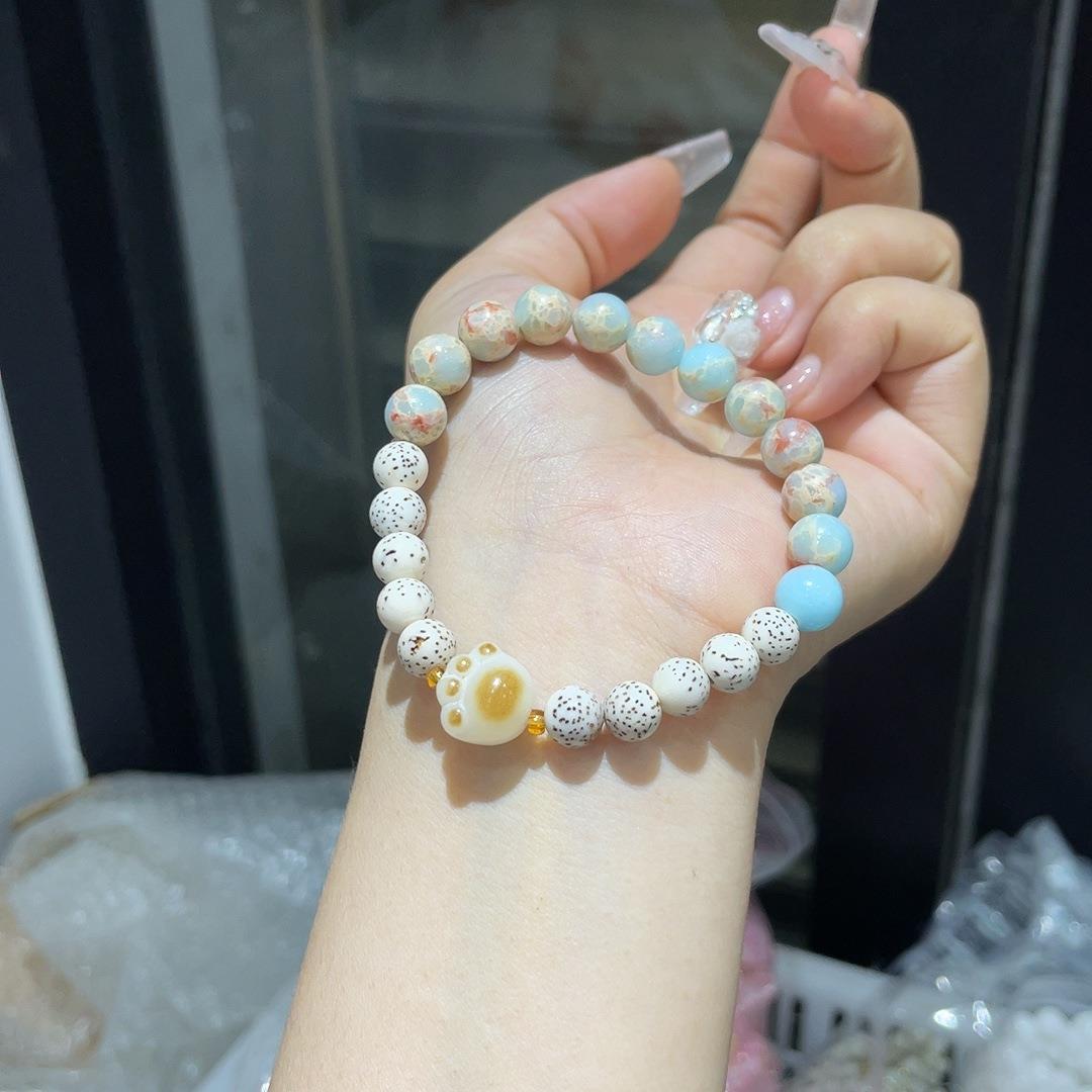 寿山石拼接星月菩提猫爪手串个性简约小众手链男女款饰品文玩