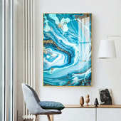 金箔鎏金抽象客厅现代装 饰画卧室蓝白色风格 卫生间艺术似水挂画