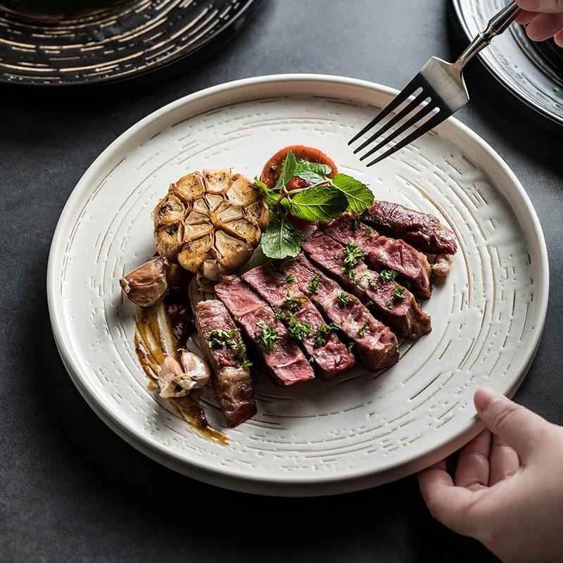 【高档】西餐盘日式牛排盘牛肉盘高颜值创意菜盘饭盘鱼盘子早餐盘
