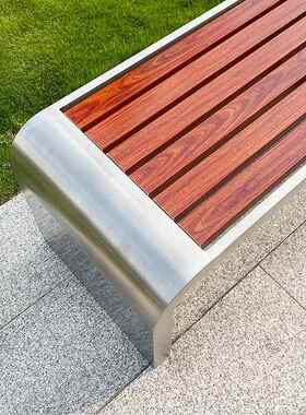 户外公椅长条凳不锈钢腐木长凳LVS室外园防成品坐凳公户外园商用