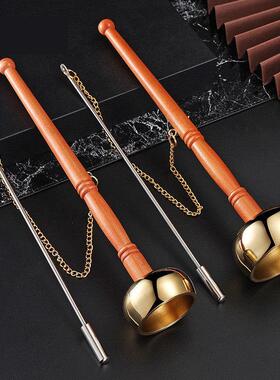 佛堂寺庙家用纯铜引磬木柄档子台湾木鱼合子法器佛具手磬铜磬铜庆