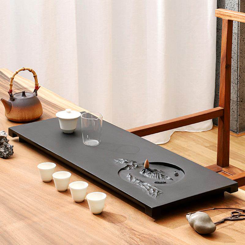 厂家直销天然乌金石茶盘创意简约办公居家实用大小号茶盘现货