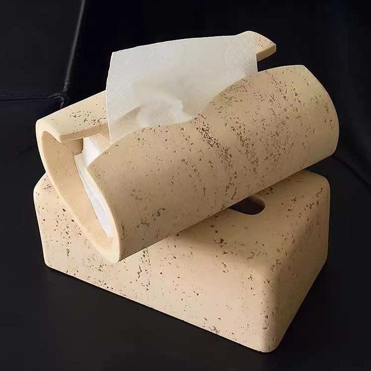 纸巾盒客厅高档轻奢树脂摆件创意抽纸盒高级感侘寂风奢华餐桌茶几