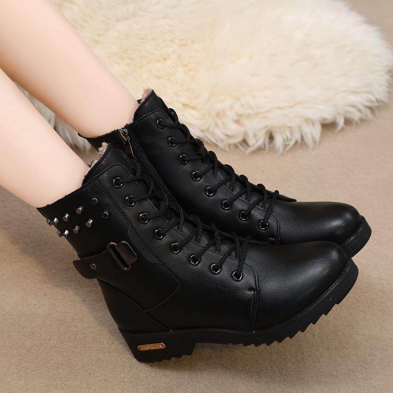 正品靴马丁女英伦风短靴202秋冬圆头百搭平底学生棉鞋加绒2鞋皮女