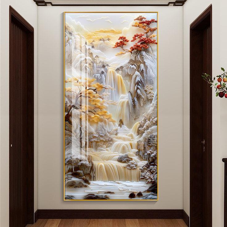 2026新款入户玄关装饰画山水画壁画走廊过道竖版新中式寓意好挂画