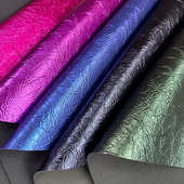 现货金属珠光哈密瓜纹PU皮革万锦仿棉绒底布刮纹箱包鞋 材皮革面料