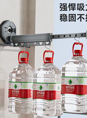 吸盘款阳台折叠晾衣架 壁挂隐形伸缩晒衣架晾衣杆室内凉衣晒被子