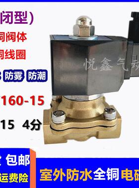 室外防水电磁阀2W160-15 4分 电磁阀水阀 DN15 24V 220V
