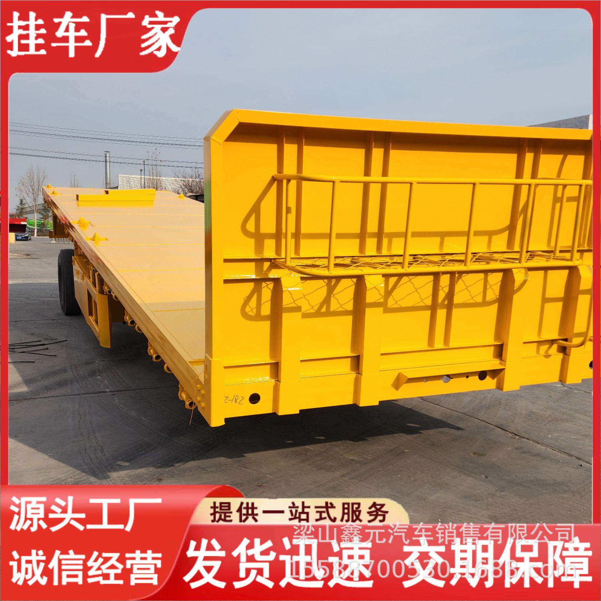 出口非洲1米纯平板半挂车加装锁具拉集装箱平板半挂车