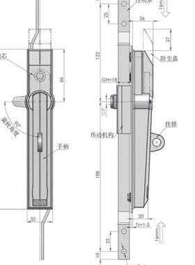 工业天地锁连杆锁拉杆锁动传齿MS830-6条锁气电柜门锁MS80-36