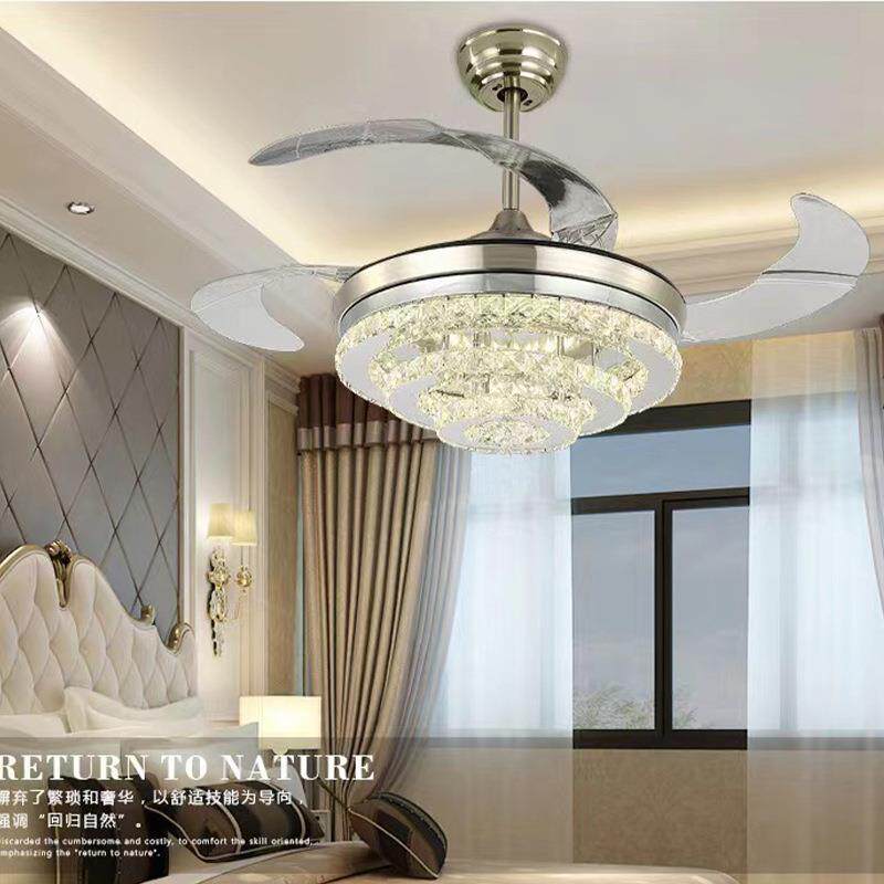 欧式隐形风扇灯客厅灯卧室餐厅大厅吊扇灯吊灯亚马逊变频三色变光