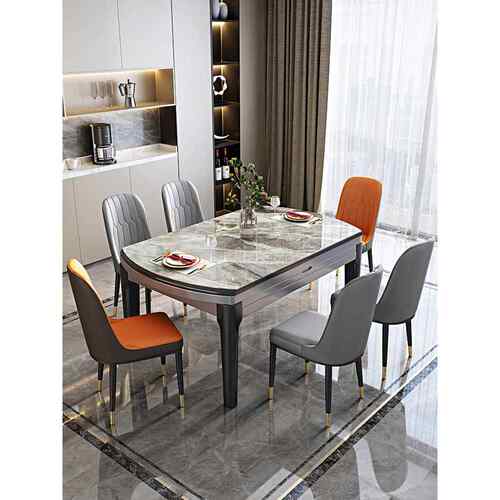 石板餐桌和椅子2025新的无障碍豪华现代简单家庭小公寓实木餐桌可