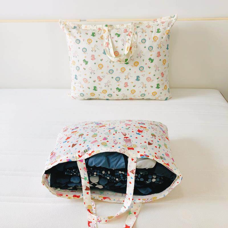 衣服袋子收纳单层纯棉学生儿童装被子换洗手提袋卡通大容量防尘棉