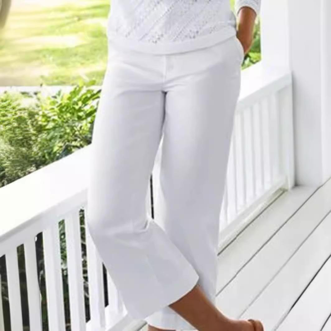 pants elastic Bamboo linen casual cropped and cotton pants