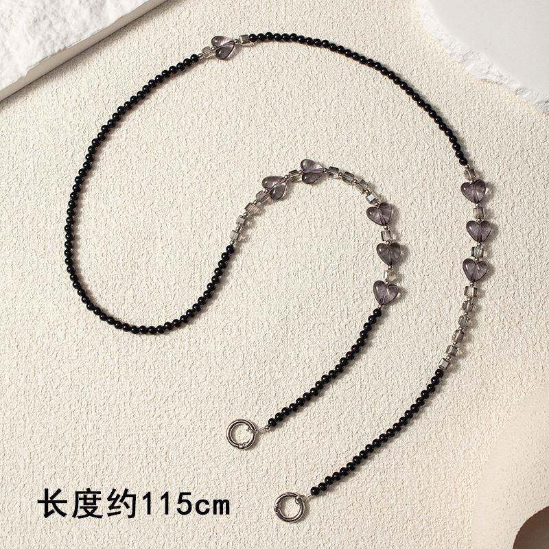 手机挂绳爱心手机链长款珍珠手機掛繩热销款可斜挎挂脖绳可背绳子