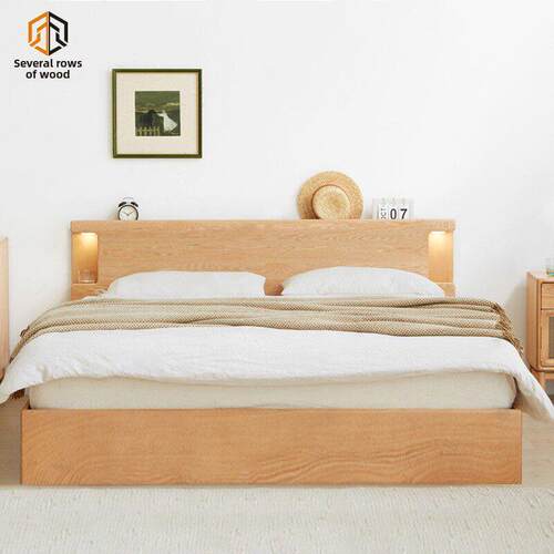 北欧实木高箱气压储物床 现代简约黑胡桃木原木抽屉1.8双人床定制