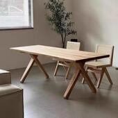 原木覆古做旧实木餐桌椅组合饭厅客厅书桌长方形吃饭长条桌子