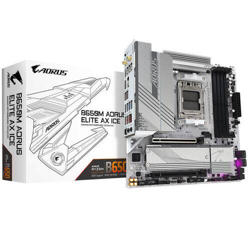技嘉B650M AORUS ELITE AX ICE冰雕主板DDR5适用AM5 7600X7800X3D
