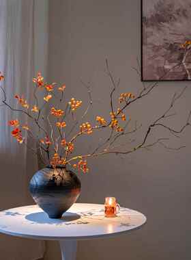 海虹景品山归来假花彷真花摆设发财果客厅茶室新中式年宵花摆件