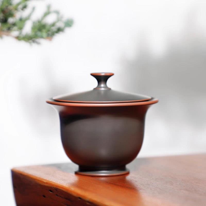 广西坭兴陶旅行茶具手抓壶160cc全孔免茶漏盖碗新中式防烫纯手工