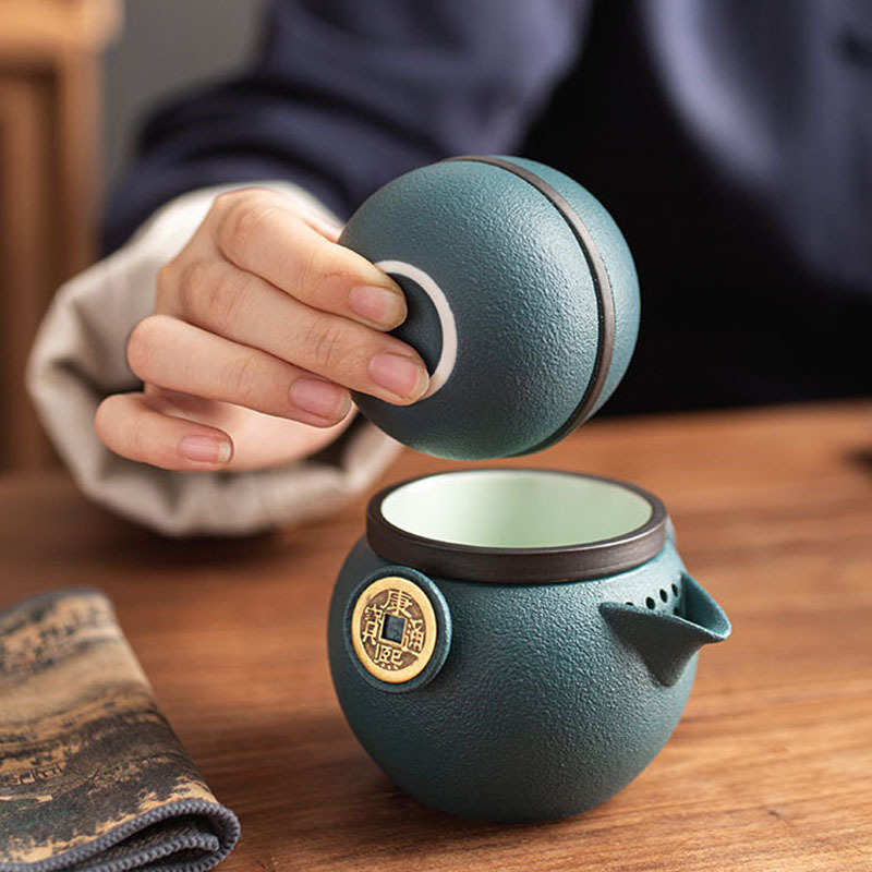 陶瓷旅行茶具套装中式泡茶壶一壶二杯便携户外随身财宝快客杯礼品