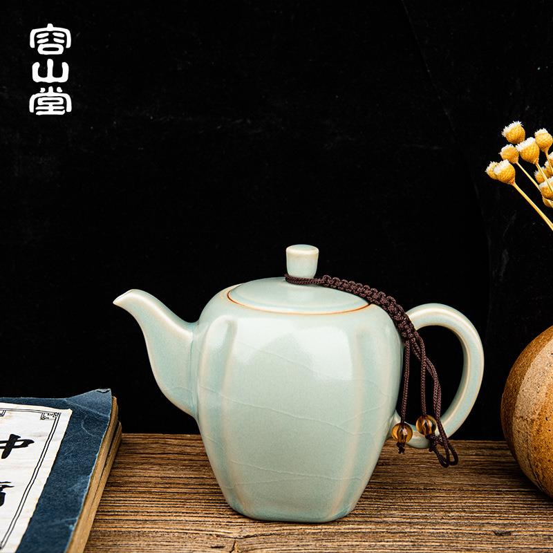 容山堂娄根旺大师汝州汝窑官窑汝瓷茶壶开片可养功夫泡茶壶茶具