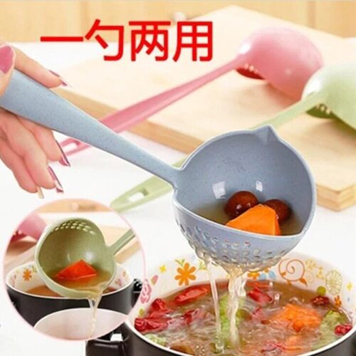 2-in-1 Slotted and Serving Spoon, Long Handle Plastic Large