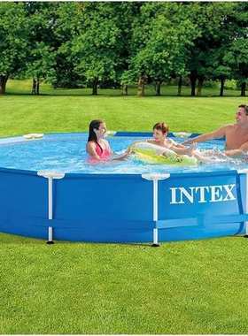 INTEX28210 3.66米圆形管架折叠游泳池支架水池户外家庭花园