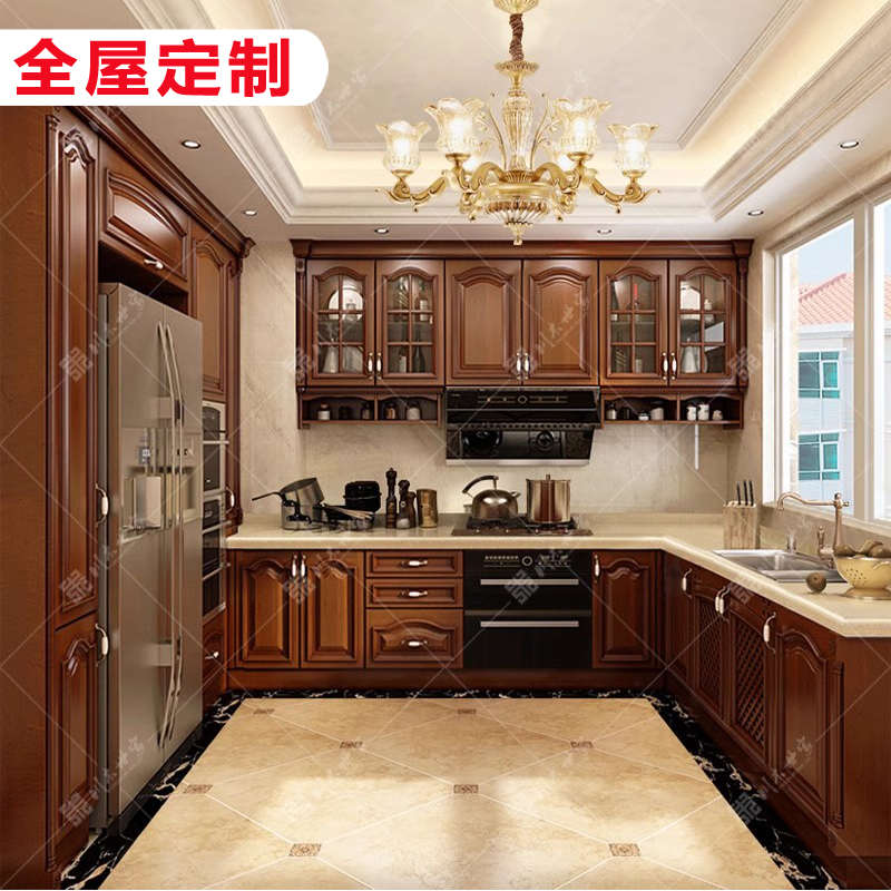 纯实木橱柜美式全屋定制家具欧式法式新中式别墅整体厨房装修成都
