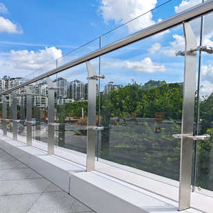 室外阳台玻璃护栏商场工程立柱304不锈钢栏杆自建房楼梯扶手自装