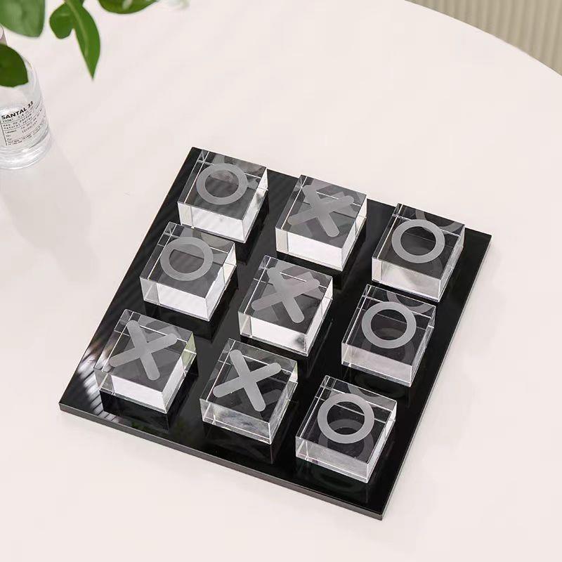 欧式水晶玻璃xo象棋棋盘客厅软装饰品摆件样板间配饰创意家居书房