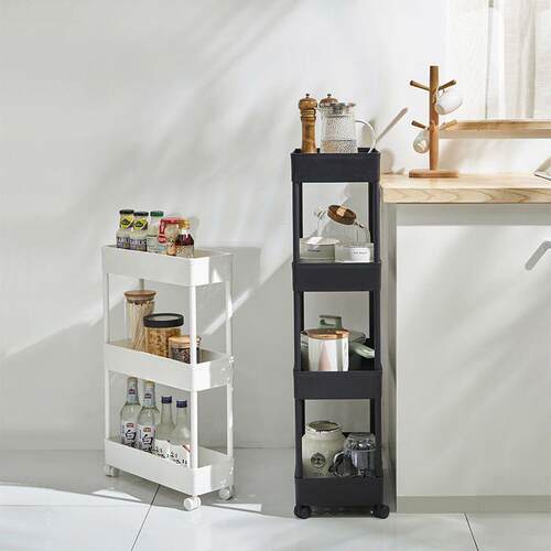 Multi-level movable storage rack, suitable for kitchen, bath